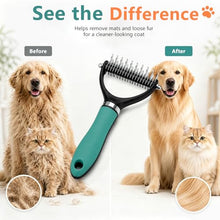Load image into Gallery viewer, Dog Brush and Cat Deshedding Rake, Pet Grooming Tool for Shedding with Rounded Stainless Steel Teeth, Comfortable Grip for Long or Thick Coats (Orange)