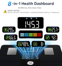 Load image into Gallery viewer, GE Scale for Body Weight, Body Fat, BMI, Muscle Mass, Smart Bathroom Scales with 14 Body Composition Metrics with Large Display, Accurate Bluetooth Weighing Machine with Fitness App, 400 lbs, Black