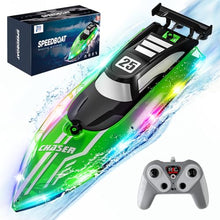 Load image into Gallery viewer, JOI MEW RC Boat with LED Lights for Kids, 2.4Ghz Remote Control Racing Boats for 8-12,Toy Water Boat for Pools & Lakes