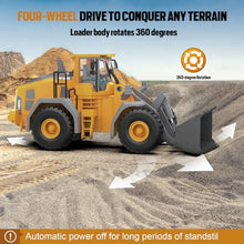 Load image into Gallery viewer, KIDMARKT Metal RC Wheel Loader Toy | 9-Channel Remote Control Construction Truck with Realistic Lights & Sounds.