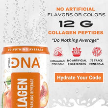 Load image into Gallery viewer, HYDRADNA- Sparkling Liquid Collagen Protein Water Drink Balanced Nutrients for Wellness - Sugar-Free - Keto-Friendly - No Gluten (12 Pack) Georgia Peach