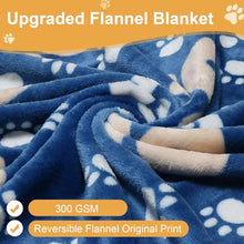 Load image into Gallery viewer, Gowyeg Dog Blanket, Soft Fleece Dog Blankets for Small Medium Dogs, Fluffy Flannel Pet Cat Puppy Blanket Mat Cover for Bed Couch, Cute Paw Print Throw Blanket for Dogs, Blue, 40"X30"