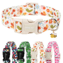 Load image into Gallery viewer, ARING PET Dog Collar, Cute Spring Summer Insects Bee Floral Doggy Collars with Quick Release Buckle for Puppy Small Medium Large Dogs-L