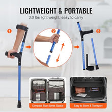 Load image into Gallery viewer, VEVOR Forearm Crutches for Adults, 11-Level Height Adjustable Walking Crutches with 4-Level Upper Cuff, 1 Pair (350LBS)