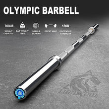 Load image into Gallery viewer, LIONSCOOL 7ft Olympic Barbell (Silver Chrome, 700LBS, Center Knurl)