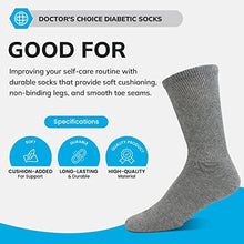 Load image into Gallery viewer, Doctor's Choice Diabetic Socks for Women, Non Binding Extra Wide Crew, Seamless Toe, Loose Fit, Cushioned Support, Neuropathy Relief, Wide Toe Box, Swollen Feet, 4 Pairs 10-13, Large (Light Grey)