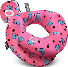 Load image into Gallery viewer, BCOZZY Kids Travel Neck Pillow (3-7 Y/O)- Patented Soft Toddler Pillow for Head & Chin Support in Car Seat, Airplane, and Road Trip Sleeping. Adjustable Size. Fully Washable. Carry Bag. Small, Hearts