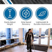 Load image into Gallery viewer, BodyMed Aluminum Crutches for Adults and Children – Pair of Lightweight, Height Adjustable