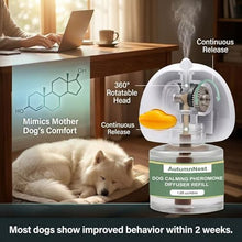 Load image into Gallery viewer, 4-Pack Dog Calming Diffuser Kit (1 Diffuser + 3 Refills), Plug-in Pheromone Calming Diffuser for Dog, 90-Day Supply, Covers 700 sq ft, Safe & Odorless Stress Relief Solution, Promotes Relaxed Behavior