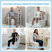 Load image into Gallery viewer, 665lbs Toilet Safety Rail - Medical Grade Heavy Duty Bariatric Support Frame - No-Drill Stand Assist with Vacuum Suction Cup & Foam Handles - Adjustable Height & Width for Seniors, Post-Surgery