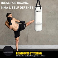 Load image into Gallery viewer, Elite Sports Boxing Bag 4 FT – Heavy Duty Canvas Punching Bag with Straps for Boxing, Training, MMA, Muay Thai, Kickboxing, Martial Arts & Fitness – UNFILLED Heavy Bag