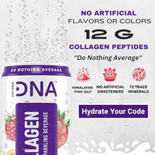 Load image into Gallery viewer, HYDRADNA- Sparkling Liquid Collagen Protein Water Drink Balanced Nutrients for Wellness - Sugar-Free - Keto-Friendly - No Gluten (12 Pack) Berry Punch