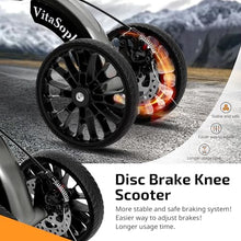 Load image into Gallery viewer, VitaSophy Knee Scooter with Disc Brake, Steerable Knee Walker for Adults,Foldable Rover Scooter for Broken Foot Injured Leg Crutch, Black