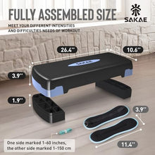 Load image into Gallery viewer, Aerobic Step Platform Set with Ankle Weights & Measuring Tape -Blue Black