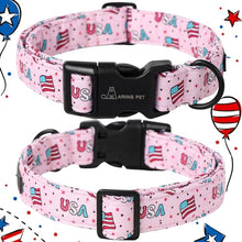 Load image into Gallery viewer, ARING PET 4th of July Collars for Dogs, Fourth of July Pink Patriotic USA Flag Dog Collar for Puppy Small Medium Large Boy Girl Doggy-S