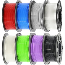 Load image into Gallery viewer, DO3D 1.75mm 8 Spools Basic Colors PLA 3D Printer Filament Bundle, White/Black/Clear/Light Grey/Blue/Red/Green/Purple, Each Spool 0.25kg, Total 2kg PLA 3D Printing Material, 250g x 8 Spools