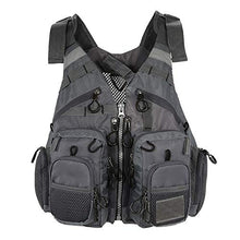Load image into Gallery viewer, Fly Fishing Vest Fishing Safety Life Jacket for Swimming Sailing Boating Kayak Floating Multifunction Breathable Backpack for Men and Women Kayak Vest Swim Vest (Deep Gray,with Foam)