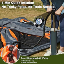 Load image into Gallery viewer, 2-3 Person Inflatable Glamping Tent,Easy Set up with Hand Air Pump, Waterproof Blow Up Tent for Adults, Portable Outdoor for Hiking/Backpacking/Fishing,Grey