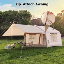 Load image into Gallery viewer, Inflatable Camping Tents with Canopy, Blow Up Tent for Camping Adults 4-6 People, Inflatable Hot Tent with Stove Jack & AC Ports, Glamping Tents for Outdoors, Easy Setup with Air Pump