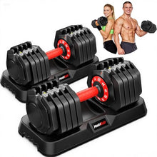 Load image into Gallery viewer, Mouldbody Adjustable Dumbbell Set Pair 50 lb, Adjustable Dumbbells 10-in-1 Free Weight Set, 1-Second Dial Weight Adjustment,Space-Saving Design with Storage Base, Home Gym Strength Training Equipment