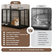 Load image into Gallery viewer, Heavy Duty Dog Crate for Small Dogs, 3 in 1 32.7" Foldable Collapsible Dog Kennel & Playpen with Lockable Wheels & Feeding Bowls, Escape Proof Metal Dog Cage for Indoor Outdoor Use, Black