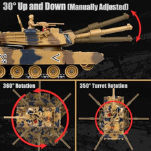 Load image into Gallery viewer, 1/24 RC Tank, US M1A2 Army Toys with Sound Effects, Lights and Smoke, 2.4GHz Remote Control Tank