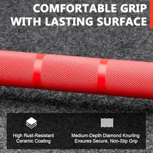 Load image into Gallery viewer, LIONSCOOL 7ft Olympic Barbell (Red Ceramic Shaft & Black E-coated Sleeves, 1500LBS, No Center Knurl)