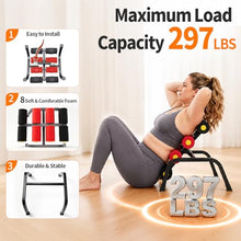 Load image into Gallery viewer, Lerpio Mini Inversion Table with Rollers, Back Extension Machine for Back Pain Relief, Easy to Assemble & 297LBS Weight Capacity, Spinal Decompression Table for Home Gym (Red)