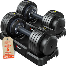 Load image into Gallery viewer, Rendpas Adjustable Dumbbells Set of 2, Select Weight Dumbbell Set, 5 in 1 Free Dumbbell Set with Anti-Slip Texture Handle, Weight Set For Home Gym Suit both Men and Women