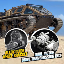 Load image into Gallery viewer, RC Military Tank Armored Fighting Car with LED Lights, 2.4G Remote Control, 1:16 Scale All-Terrain Vehicle (Yellow)