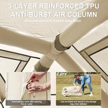 Load image into Gallery viewer, 2-3 Person Inflatable Glamping Tent,Easy Set up with Hand Air Pump, Waterproof Blow Up Tent for Adults, Portable Outdoor for Hiking/Backpacking/Fishing,Beige