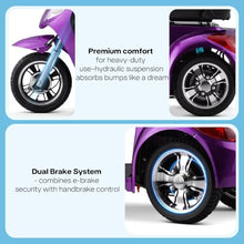 Load image into Gallery viewer, Super Large Electric 3 Wheel Mobility Scooters, Heavy Duty 800W Wheelchair Device, 25 Miles Long Range, All Terrain Mobility Scooter,Speed Adjust, Remote Key,Receive Ready to Ride (3 Wheel-Purple)
