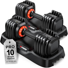 Load image into Gallery viewer, Rendpas Adjustable Dumbbells Set of 2, 1-Sec Adjustable Weights Dumbbells Set, 10 in 1 Dumbbell Set with Anti-Slip Texture Handle, Weight Set For Home Gym Suit both Men and Women