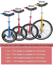Load image into Gallery viewer, Wheel Unicycles Adults Unicycle, 14"/16"/18" Wheel, Balance Exercise Fun Bike, Adjustable Seat, Christmas Father's Day Any Best Unicycles(20")
