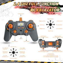 Load image into Gallery viewer, 22 Channel Remote Control Excavator, 1/14 Scale RC Excavator Metal Shovel Independent Arms