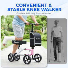 Load image into Gallery viewer, BlessReach Economy Knee Scooter Steerable Knee Walker for Foot Injuries Compact Crutch Alternative with Dual Braking System (Pink)