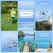 Load image into Gallery viewer, Drones with Camera 4K for Adults Kids, Brushless Motor Mini Drone, Foldable FPV RC Drone with Propeller Guards, One Key Take Off/Land