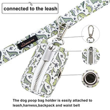 Load image into Gallery viewer, ARING PET Dog Waste Bag Dispenser, Cotton Doggy Poop Bags Holders Attach to Any Leashes, Portable Washable Dinosaur Pet Waste Pouch Dispenser with Metal Zipper