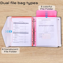 Load image into Gallery viewer, XKDOUS Document Organizer Linen Folio Folders with 9 Pockets, 3-Ring Accordion Storage Binders Expanding File Folder for Important Papers, End of Life Planner Book, in Case If I Die File Folder