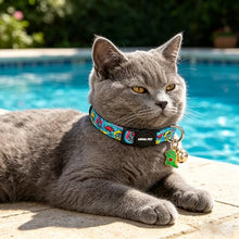 Load image into Gallery viewer, ARING PET 2 Pack Cat Collars with Bell, Cute Summer Soft Cotton Kitten Kitty Breakaway Cat Collars for Boy Girl Cats-Dinosaur & Flamingo