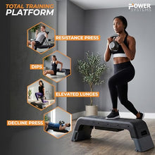 Load image into Gallery viewer, Power Systems Step Bench & Weight Bench | Aerobic Platform & Plyo Box for Cardio, Strength | Commercial Grade Full Body Home Gym Stepper | Adjustable Multifunctional Deck & Resistance Band Clips