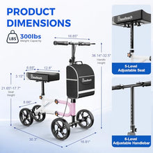 Load image into Gallery viewer, BlessReach Economy Knee Scooter Steerable Knee Walker for Foot Injuries Compact Crutch Alternative with Dual Braking System (Pink)