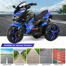 Load image into Gallery viewer, 3-Wheel Ride-On Toy Motorbike with Lighting Wheels, Music Player (Connect with Phone) and Hand Drive (Blue-2)