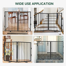 Load image into Gallery viewer, Snagle Paw Full Metal Freestanding Dog Gate,Indoor Dog Gate with Floor Protect Support Feet, 40x24Inches Foldable Dogs Barrier for Stairs, Hallways and Doorways (24'' H 2 Panel, Black)