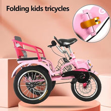 Load image into Gallery viewer, Folding Tricycle, Rickshaw trikes with Pedals,3 Wheels Bicycle with Back seat, Cruiser Bike for Hanging Out, Dual Brakes,
