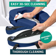 Load image into Gallery viewer, Lunderg Padded Toilet Seat Riser for Seniors - Adds 2 inches. Universal Fit - FIRM Raised Toilet Seat Cushion with High-Density Foam for Enhanced Comfort & Elevation. Post-Surgery Must have (Blue)