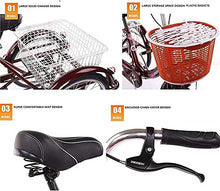 Load image into Gallery viewer, Adult Tricycle - 3 Wheel Bikes for Adults Shopping Adult Tricycles Cargo 1 Speed Freight Trikes 20 Inch 3 Wheel Bikes for Adults with Large Basket