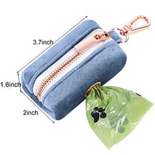 Load image into Gallery viewer, ARING PET Velvet Dog Waste Bag Dispenser, Cute Blue Doggy Poop Bags Holders Attach to Any Leashes, Portable Washable Pet Waste Pouch Dispenser with Metal Zipper