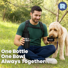 Load image into Gallery viewer, Dog Dad Water Bottle – 32 oz Stainless Steel Double Wall Insulated with 8 oz Detachable Bowl on Bottom – Cool Dog Dad Gifts for Father's Day, Hiking, Walking, Travel & Everyday Adventures – DD Black