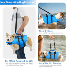 Load image into Gallery viewer, Dogcheer Dog Life Jacket with Zipper and 4ft Leash, Adjustable Pet Life Vest for Swimming Boating, High Buoyancy Flotation Swim Vest PFD for Small Medium and Large Dogs-Blue,S